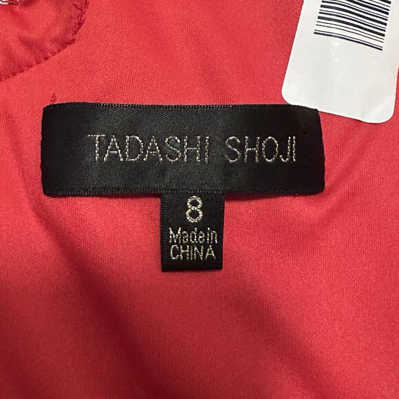 Tadashi Shoji Women 8 Dress V-Neck Sleeveless Lace Overlay Sheath Red - Picture 6 of 11